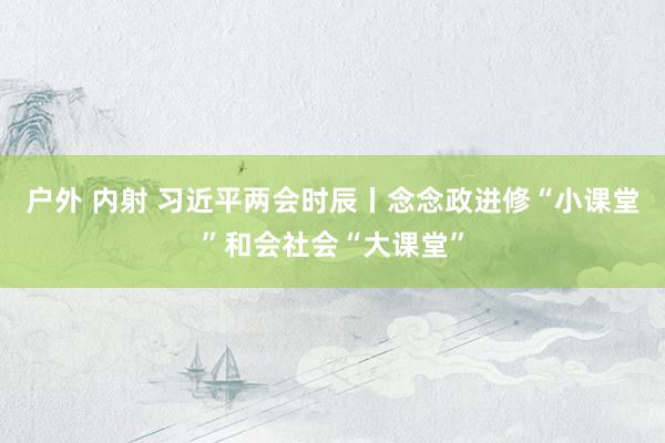 户外 内射 习近平两会时辰丨念念政进修“小课堂”和会社会“大课堂”
