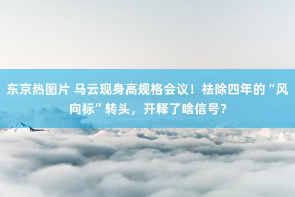 东京热图片 马云现身高规格会议！祛除四年的“风向标”转头，开释了啥信号？