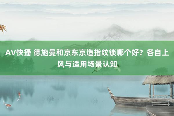AV快播 德施曼和京东京造指纹锁哪个好？各自上风与适用场景认知