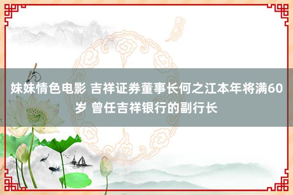 妹妹情色电影 吉祥证券董事长何之江本年将满60岁 曾任吉祥银行的副行长