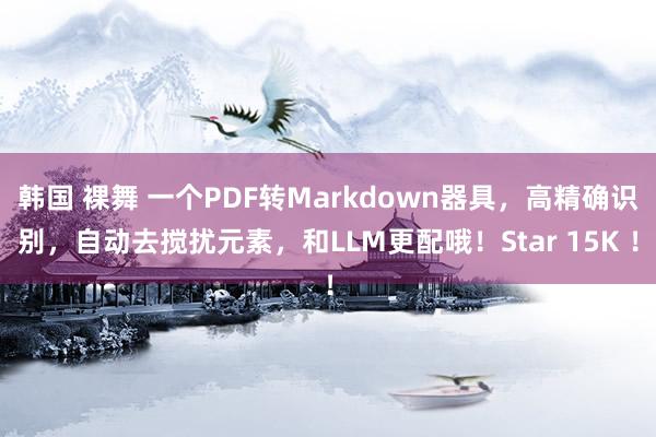 韩国 裸舞 一个PDF转Markdown器具，高精确识别，自动去搅扰元素，和LLM更配哦！Star 15K ！